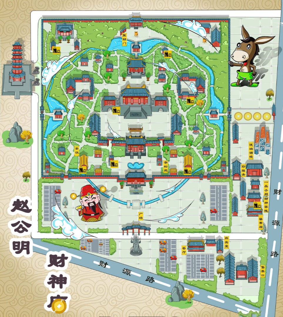 沈北寺庙类手绘地图
